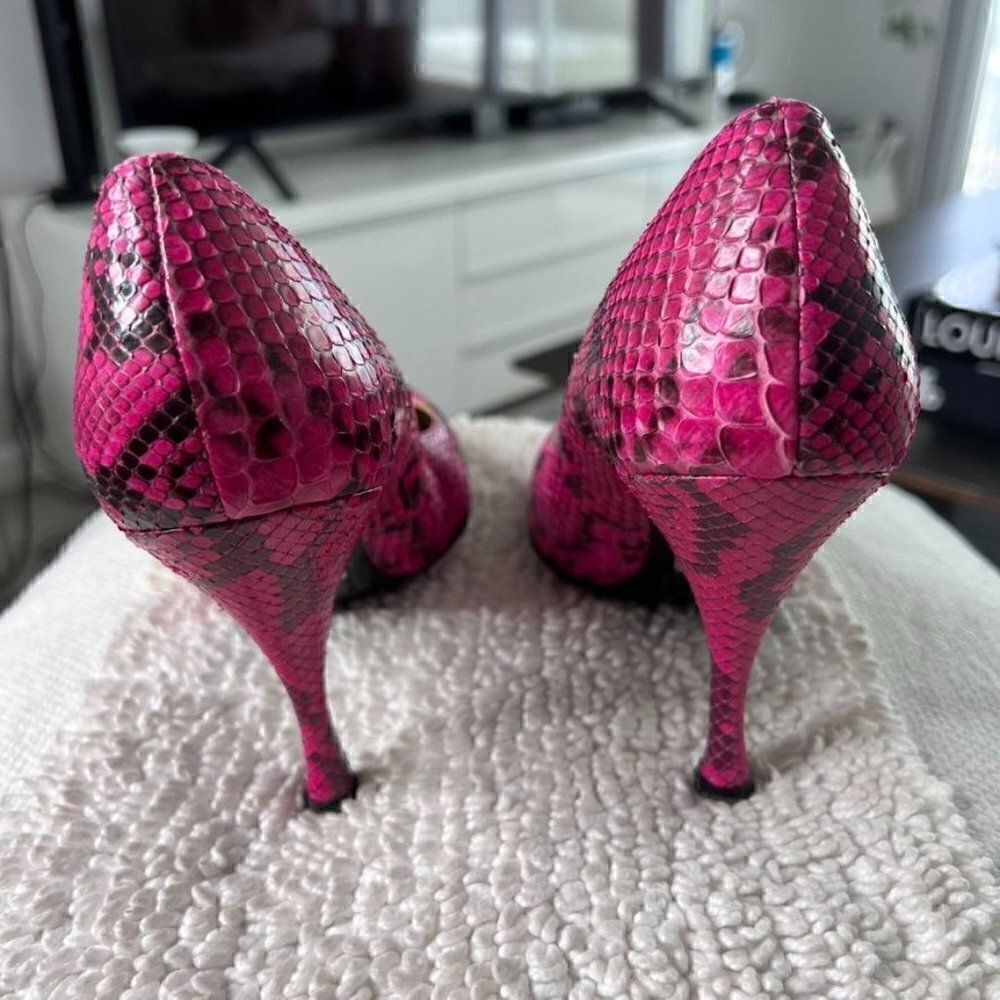 MICHAEL KORS Pink Python Leather Heels In Size 38 - Picture 4 of 9